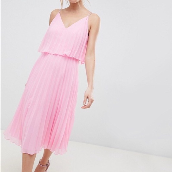 pleated crop top midi dress